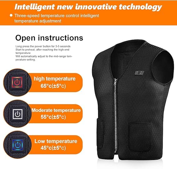 Gilet Riscaldabile per Uomo e Donna, Gilet Riscaldato USB, Vestito Elettrici Riscaldati
