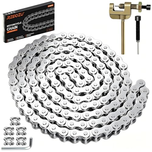 RZEOZU Silver Mini Bike 35 Chain with Chain Breaker Compatible with Coleman CT100U CC100X Baja Doodlebug DB30 Motovox MBX10 MBX11 Monster Moto 80cc 105cc Minibike Predator 79cc Engine Parts 140 Links