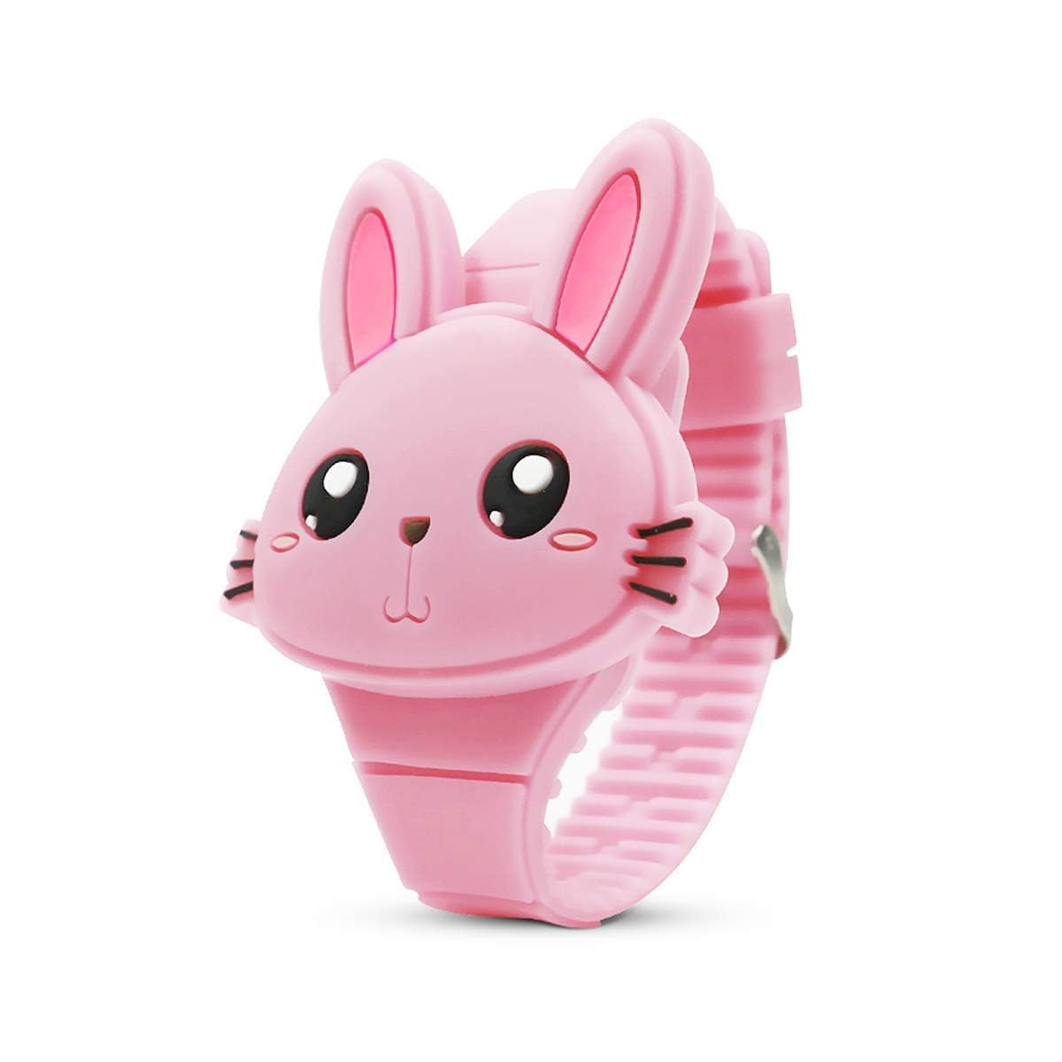 Aputue kids watches, Girls Digital Watch with Clamshell Design, Rabbit Shape Kids Watch, Fashion Silicone Band Watch, Cartoon LED Digital Watch, Gifts for Girls Age 2-8