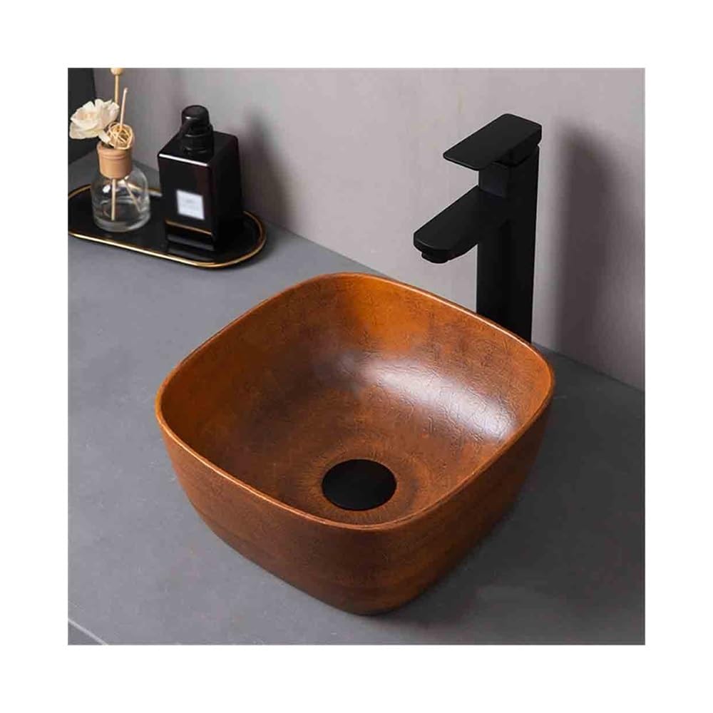 Umywalki łazienkowe – mała ceramiczna kwadratowa na zewnątrz do wewnątrz łazienka vintage umywalka na cokół patio umywalka