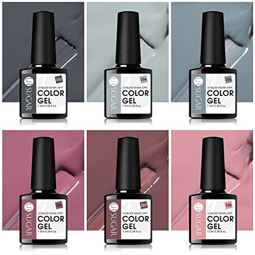 UR SUGAR UV Nagellack Set Shellac Set 6 Gelnägel Farben Nude Grau Farbgel für Gelnägel Rosa Gellack Nageldesign-Sets… – Bild 5