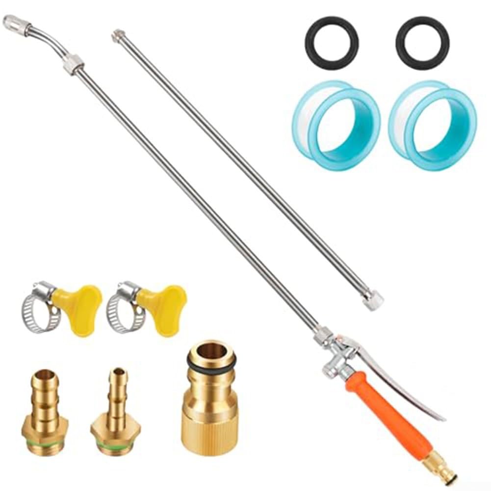 44Inch Barb Type Spray Rod Replacement, Stainless Steel Spray Rod With Brass Barb Connectors, Built In Shut Off Valve, Adjustable Nozzle For Gardens, Weeds, Agricultural Spray Wands