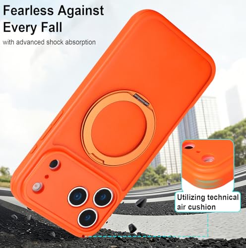 Image of for iPhone 17 Pro Max Case Compatible with MagSafe Full-Body Magnetic Phone Case with Built-in Tempered Glass Screen Protector& Stand for iPhone17 Pro Max Cover, Orange