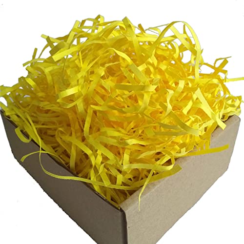 Image of Shredded Paper For Packaging, 50 GMS, Decorative Paper Grass, Paper Grass for Gift Packing, Color Papers For Decorating, Christmas Grass Decoration - Yellow