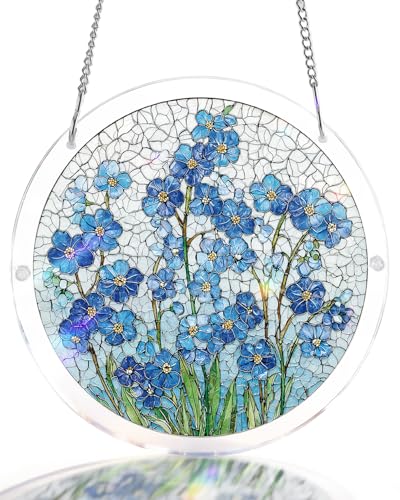 Acrylic Puzzle Suncatcher 83 Pieces Azure Bloom Whisper Sun Catchers Puzzle DIY SunCatchers Puzzles Window Hanging Home & Garden Decor Gifts for Family and Friends 7.4 in