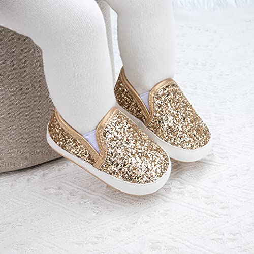 Casazoe Baby Girls Boys Canvas Sequins Sneaker Infant Soft Sole Non-Slip Comfort Shoes Newborn Crib Casual Sneaker Austin Boy's Flat Lazy Loafers Moccasins First Walking Skate Shoe #TOP2