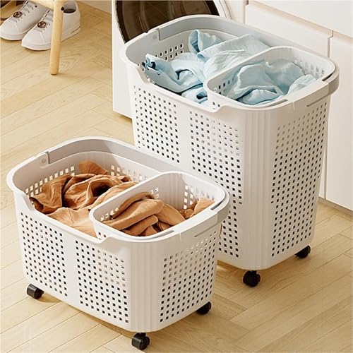 Panier à linge avec roulettes et couvercle amovible de grand volume