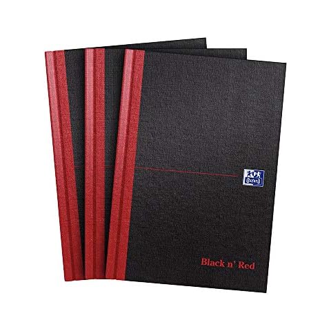 Oxford Black n' Red A5 Notebook, Hardback Casebound (Pack of 3) Cover