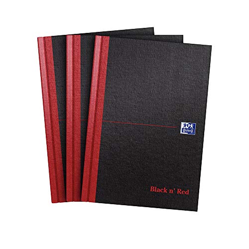 Oxford Black n Red A5 Notebook Hardback Casebound Lined 192 pages (Pack of 3)