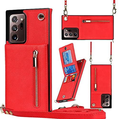 Coque bandoulière Samsung S22 S23 Note 20 Ultra finition ajustée rouge