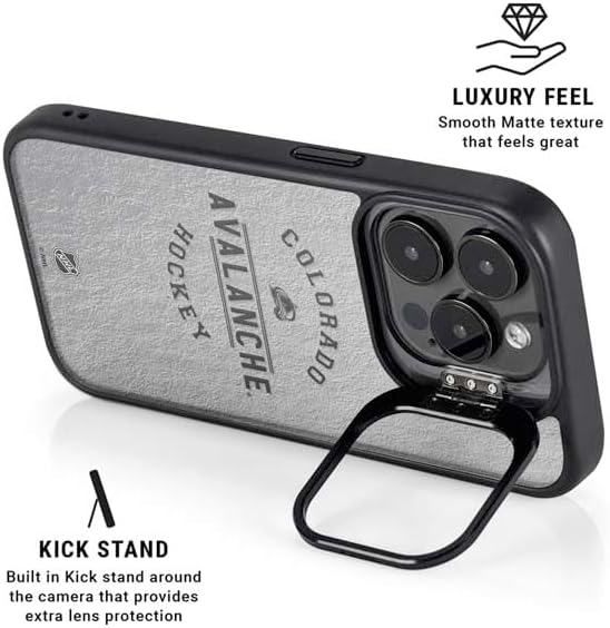 Skinit Kickstand Phone Case Compatible with iPhone 16 Pro Max - Officially Licensed NHL Colorado Avalanche Black Text Design