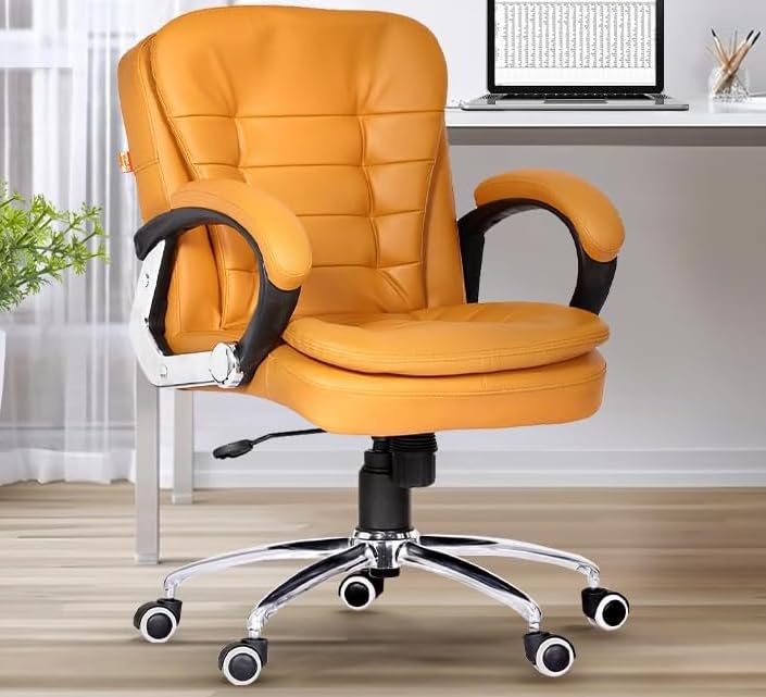 Da URBAN® Milford Mid Back Revolving Leatherette Ergonomic Home & Office Executive Chair with High Comfort Seating, Height Adjustable Seat & Heavy Dut