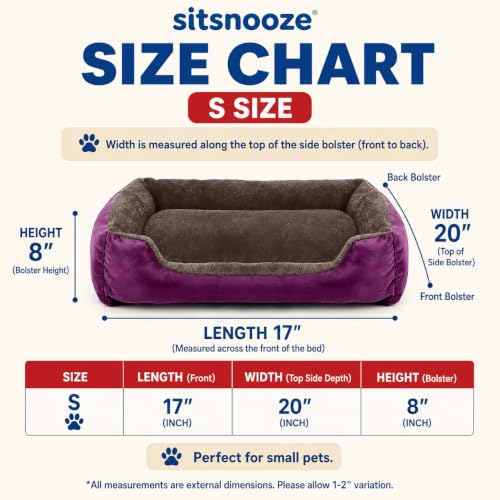 Image of SITSNOOZE Orthopedic Reversible Puppy Bed for Pets Up to 5 kg Washable Cushioned Sofa Mat for Small Pomeranian, Shih Tzu and Pug Dogs (Brown & Purple, S)