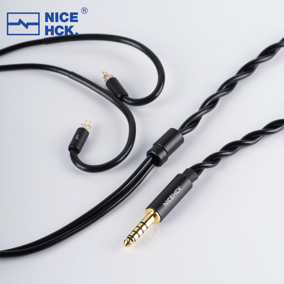 NICEHCK SincFirst - Cavo di aggiornamento Hi-Fi 7N OFC da 0,78 mm, connettore a 2 pin, spina bilanciata da 4,4 mm, cavo audio a doppio filo ad alta purezza per IEM (nero)
