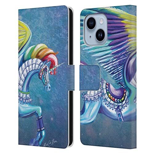 Coque iPhone 14 Plus étui cuir Rose Khan licorne housse protection antichoc