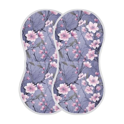 xigua Peach Blossom Baby Burp Cloths for Newborn Boys and Girls 4 Pack, Soft & Absorbent Cotton Baby Burp Cloth, Baby Washcloths, Newborn Towel, Burp Rags2
