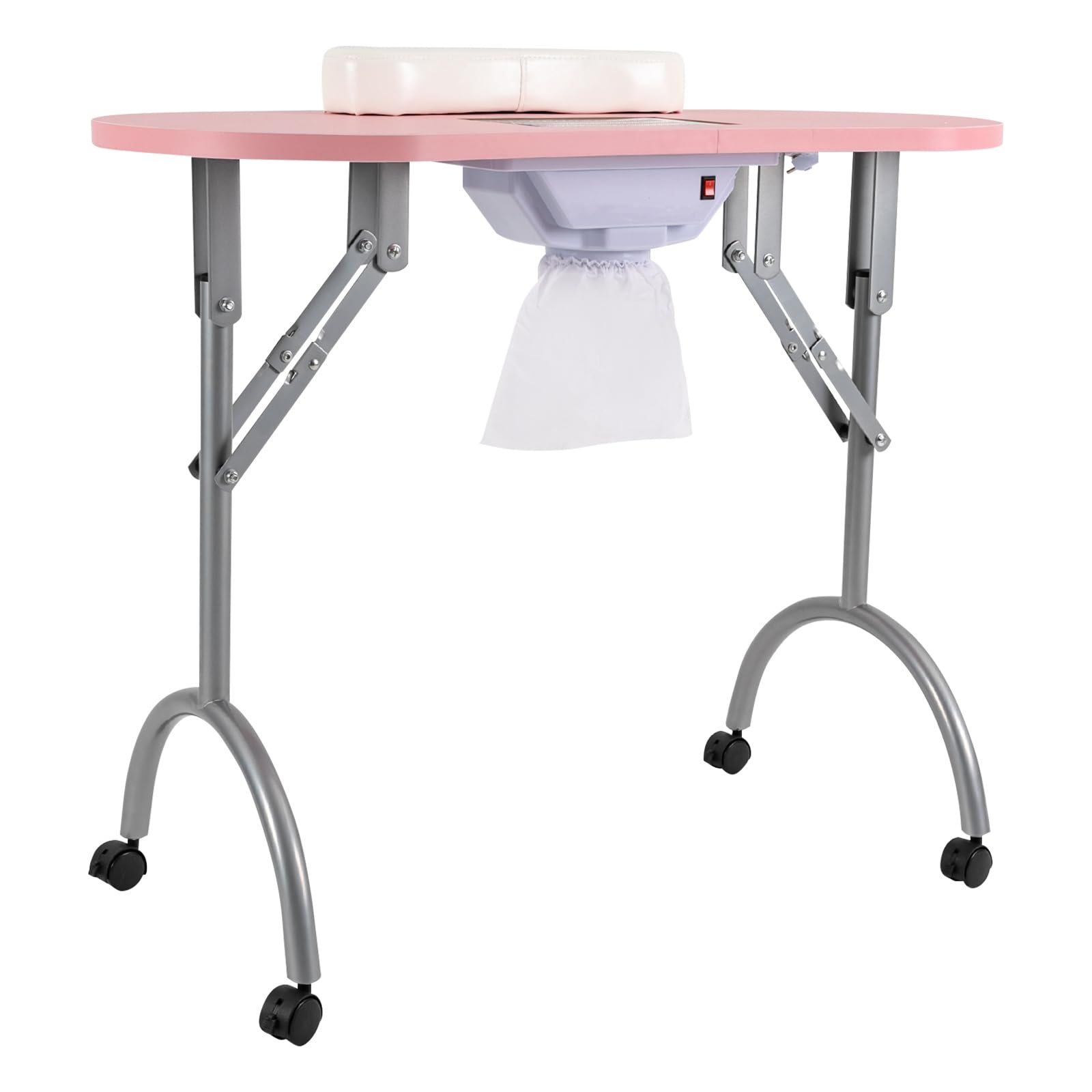 Stół do manicure z odsysaniem składany mobilny 90x40x72 cm różowy