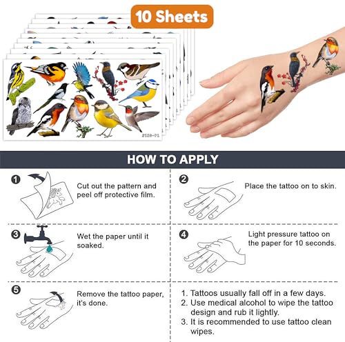 Meoisdabest 109 Pcs Small Rainforest Bird Temporary Tattoos Birthday Party Decorations Supplies Favors Hawaiian Summer Hummingbird Decor Stickers For Girls Boys Gift School Prizes Rewards thumb #6