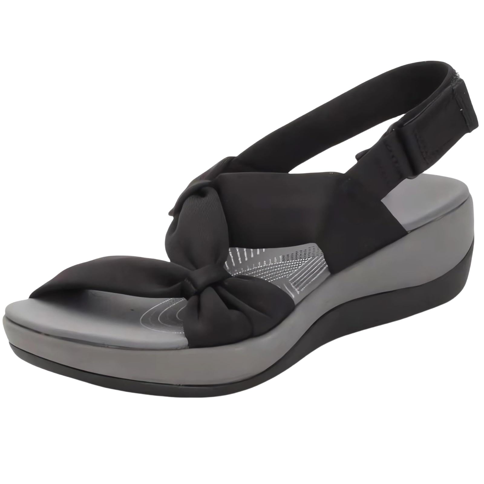 Smoneyful Women's Summer Orthopedic Arch Support Platform Wedges Strappy Comfortable Casual Walking Sandals Soft Cushion Ankle Strap Wide Fit Beach