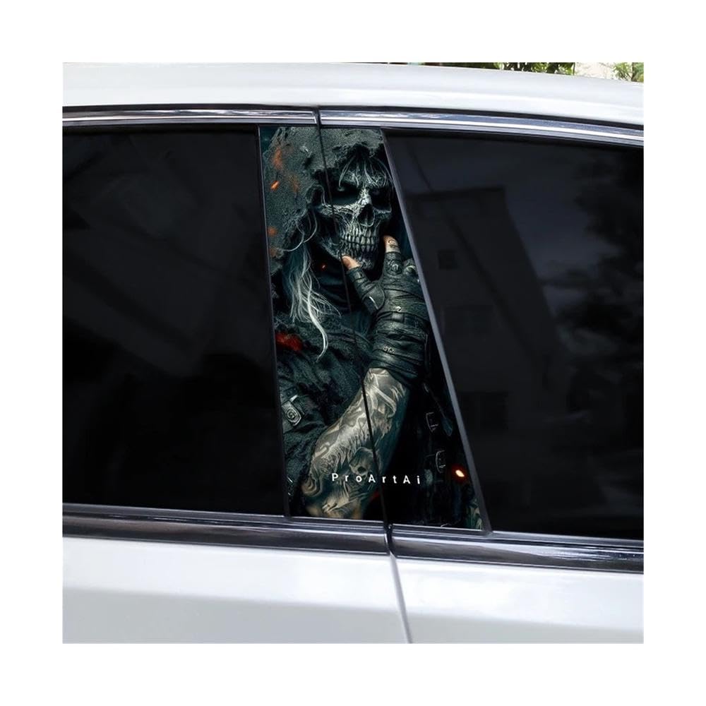 Bertdcx Type A ﻿2Pcs Skull Car B-Pillar Vinyl Waterproof Decal Diy Sticker Auto Parts(Type A)
