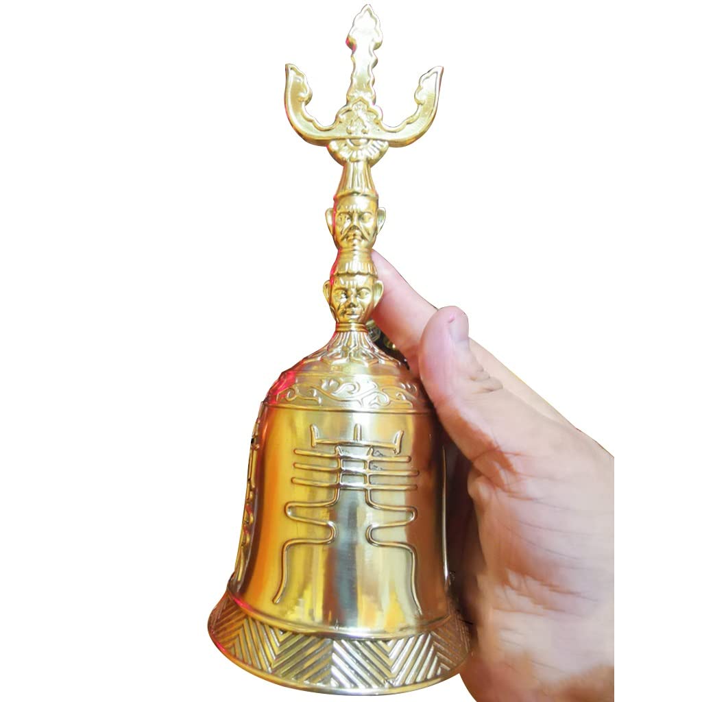 Handglocke, Messing-Handglocke, Hochzeitsglocken, Serviceglocke, luxuriöse dreidimensionale Dekoration, Handglocke, Tischglocke aus Kupfer, (Farbe: Gold, Größe: 9,1 * 3,3 Zoll) ( Color : Golden , Size