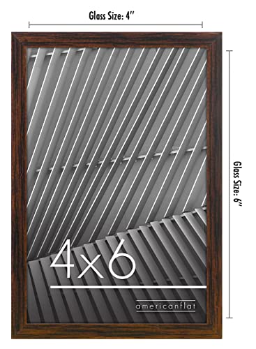 Americanflat 4x6 Picture Frame with Shatter-Resistant Glass - Streamline Collection - Thin Border Photo Frame for Tabletop and Wall Display - Hanging Hardware and Easel Stand Included - Walnut