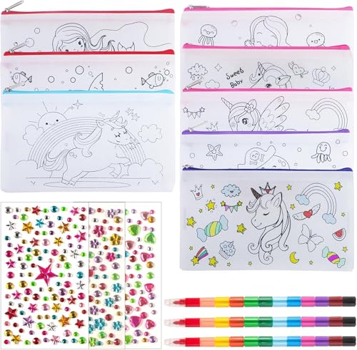 ZIGefofo 12 Pièces Pochette en Tissu Zippée Enfant Bricolage DIY Personnalisable Trousse de...