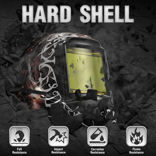 Image of YESWELDER Large View Auto Darkening Welding Helmet, Blue Light Blocking, 1 /1 /1 /1 True Color Solar Powered Welder Hood Mask with 4 Arc Sensors, Wide Shade 3 /5-9 /9-13 for TIG MIG ARC Cut and Grind