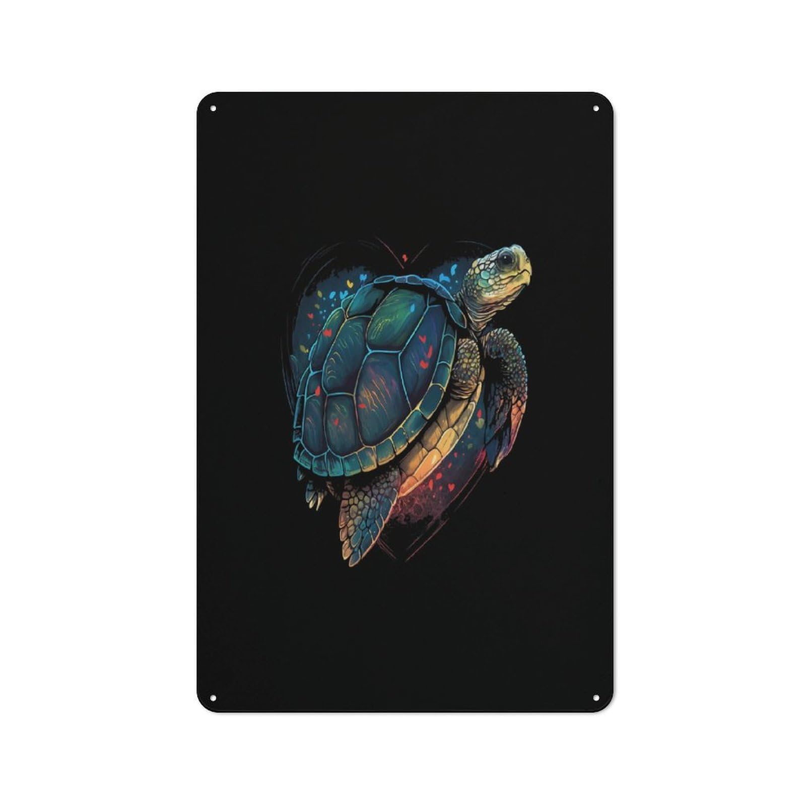 Turtle Tortoise Heart Rustic Tin Sign 30x20cm for Pub Or Café, for Collectors Building A Themed Wall Display