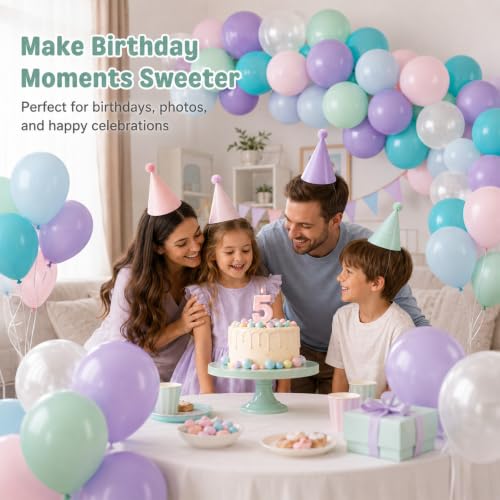 Image of Pastel Balloon, 50 Inch 12 Inch Mermaid Birthday Party Decorations with Pink Purple White Blue Teal Ballons fo Girls Mermaid Balloons Baby Shower Party Supplies