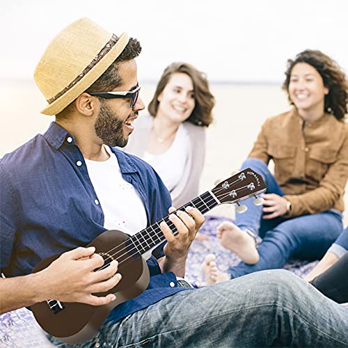Image of POMAIKAI Soprano Wood Ukulele Rainbow Starter Uke Hawaii kids Guitar 21 Inch with Gig Bag for kids Students and Beginners (Bright Brown)