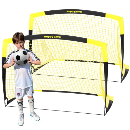 Image of Happy Jump Portable Soccer Goal 7x5 & 5x3.6 FT, Large-Frame Training Net