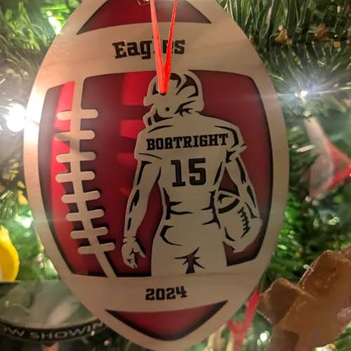 Personalized Football Ornament 2025, Custom American Football Wooden Christmas Ornament, Custom Team Ornament Footballs Player Gift Keepsake, Personalized Christmas Tree Decoration 1 - Image 3