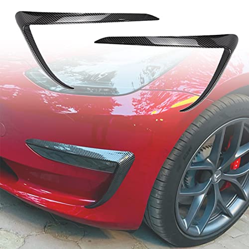 Wocch Tesla Model 3 - Cubierta de luz antiniebla delantera, marco de lámpara antiniebla, alerón de cejas para Tesla Model 3 2017 2018 2019 2020 2021 2022 2023 (fibra de carbono brillante)