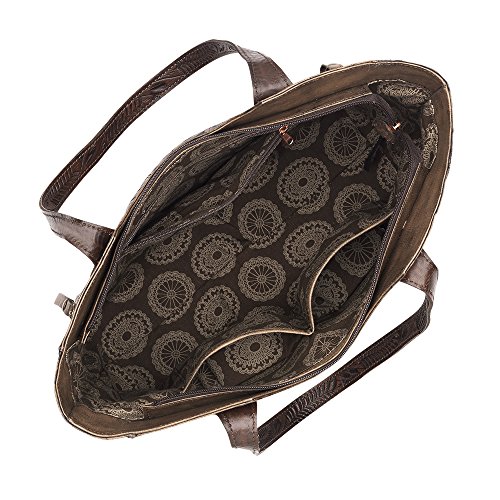 American West bolso tote grande de cuero con cierre y bolsillo oculto miniatura 4