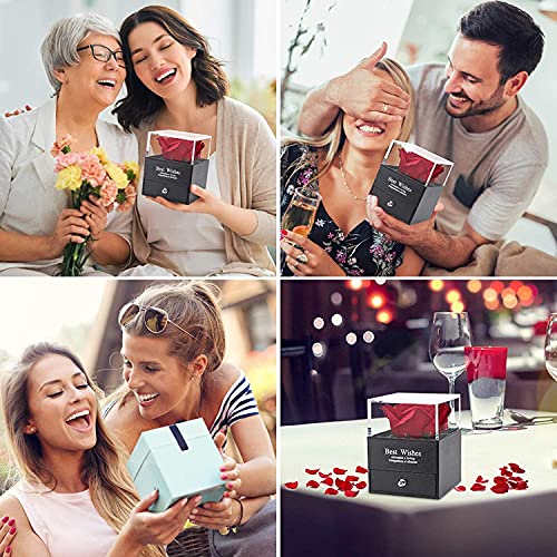 Echte roos met liefde voor halsketting, sieraad cadeau voor haar, nooit verwelkte rozen, bloem voor Valentijnsdag, Moederdag, jubileum, verjaardagscadeau, roos, geschenkdoos voor moeder, vriendin, vrouw (rood) - Image 8