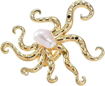 Oversized Hip-Hop Party Ring, Metal Octopus Pearl Diamond Ring, Unique Geometric Tentacle Ring for Men and Women, Creative Statement Jewelry