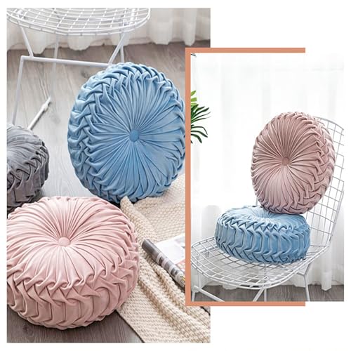 JORTUIO Rundes Dekorativen Kissen, Samt-Meditationskissen Rundes Radform Kissen 35cm,Wird Für Wohnzimmer Sofa, Bett,Stuhl,Boden,Auto, Schlafzimmer(Beige,D: 38cmx10cm)