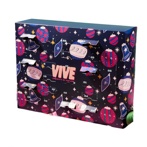 Vive Christmas Advent Calendar – Vegan Gluten-Free Protein & Brownie Bar Mix – 25 Bars (24 Mini + 1 Full-Size) – 10 Flavours incl. Coconut, Chocolate Orange, PB&J – Plant-Based Treats