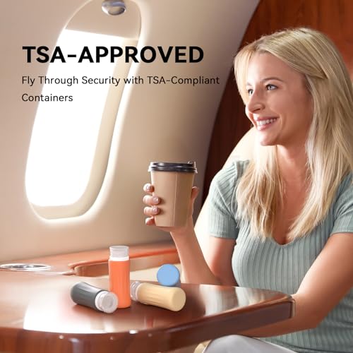 Image of DEPOZA 4 Pack Travel Size Toiletries Containers Sets - TSA Approved Leak Proof Silicone Travel Bottles with Label - BPA Free for Shampoo, Conditioner, Lotion, Soap Travel Essential Accessories