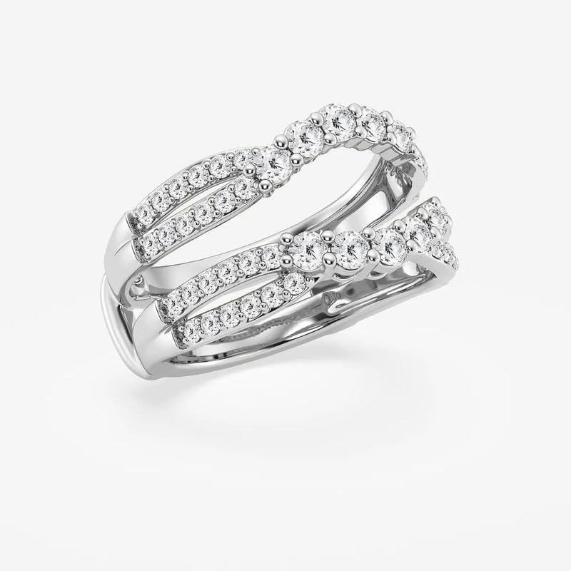 Customize Jewel 1 1/2 Ct.tw Round Cut Moissanite Crossover Ring Enhancer In Silver Sterling 925 14k Gold Plating,DEF-VVS/VS2