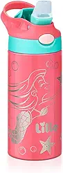 Garrafa Infantil de Inox Sereia com bebedor silicone 350 ml Lillo