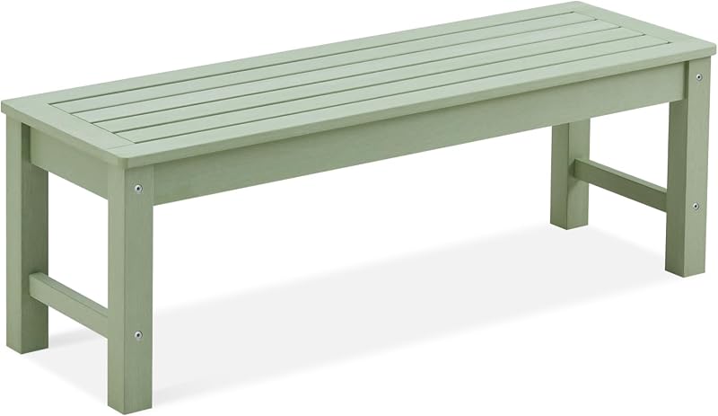 47" Backless Outdoor Bench for 2-Person, 700 LBS Capacity, Green | Poly Lumber Weatherproof Outdoor Benches, All-Weather Garden Bench for Porch Park Patio