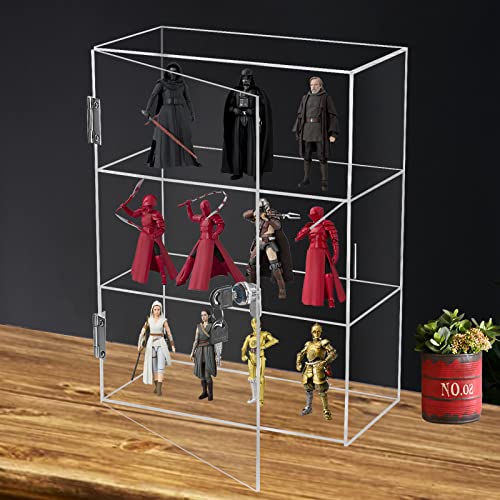 Nynelly 3 Shelf Acrylic Display Case with Lock,Clear Countertop Locking Display Case for Collectibles, Lockable Security Showcase Safe Box 11.8\" L x 5.9\" W x 15.7\" H - Thumbnail 6