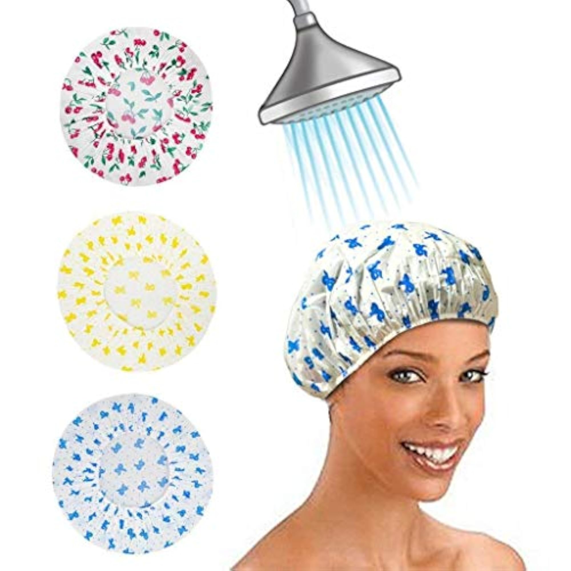 Set of 3 Good Quality Reusable Elastic Shower Caps