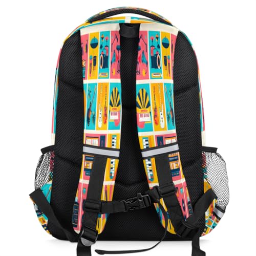 Cartoon Musical Musical Jigsaw Backpack with Chest Strap Reflective Lightweight Travel Hiking Backpack for Men Women Waterproof Daypack Back Pack for Commute Camping4