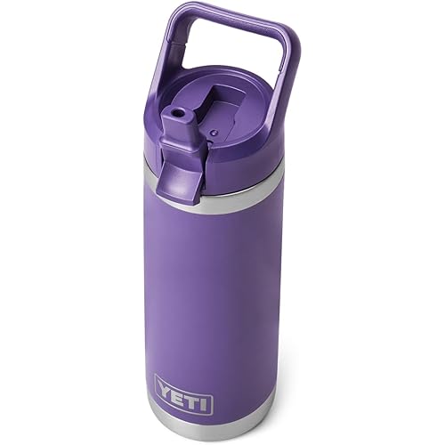 YETI Rambler 18 oz Bottle, Vacuum Insulated, Stainless Steel with Straw Cap, Peak Purple