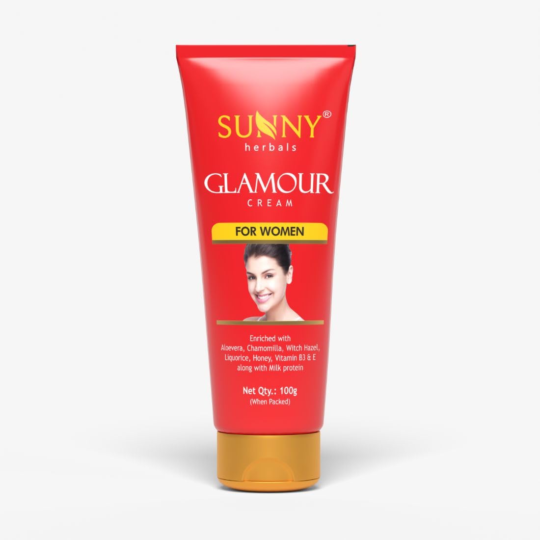 Sunny Herbals Glamour Cream | Brightens Skin, Evens Tone, Fades Dark Spots, Reduces Pigmentation & Revives Skin with Niacinamide (B3), Aloe Vera & Chamomilla For a Natural Glowing Look, 100 gm
