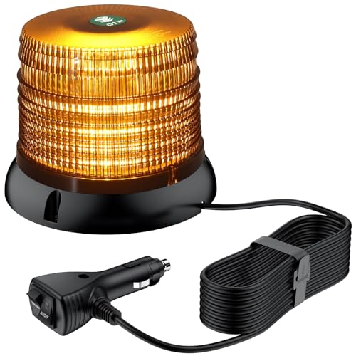 EYPINS Rundumleuchte 12V 24V 72 LED-Warnleuchte Auto, Gelb Rundumleuchte Magnet 6 Modi Blinklicht Auto, 5M Kabel Warnlicht Blinkleuchte Strobe Beacon Light für Truck KFZ LKW SUV | PC-Antireflex-Visier