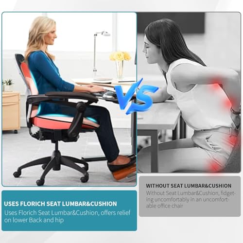 Image of FLORICH Seat Cushion and Lumbar Support Pillow for Office Chair Car Neck Headrest Pillow Memory Foam Seat Pads Pressure Relief Back Cushion and Carseat Pads(Purple Pink)
